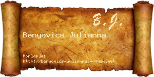 Benyovics Julianna névjegykártya
